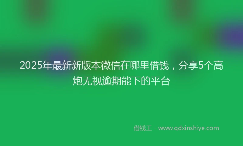 2025年最新新版本微信在哪里借钱，分享5个高炮无视逾期能下的平台