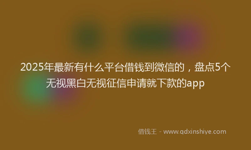 2025年最新有什么平台借钱到微信的，盘点5个无视黑白无视征信申请就下款的app