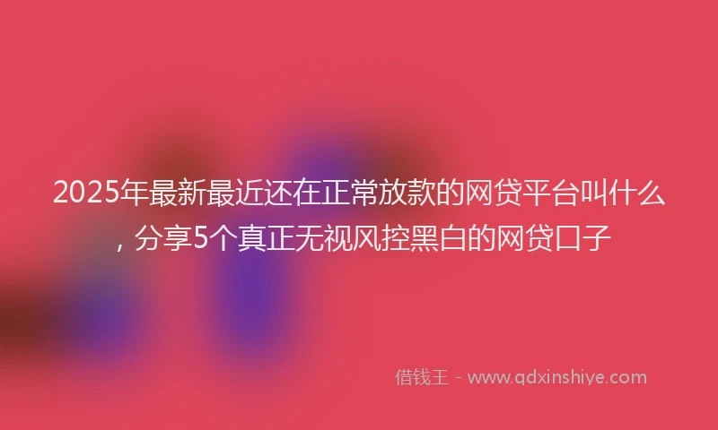 2025年最新最近还在正常放款的网贷平台叫什么，分享5个真正无视风控黑白的网贷口子