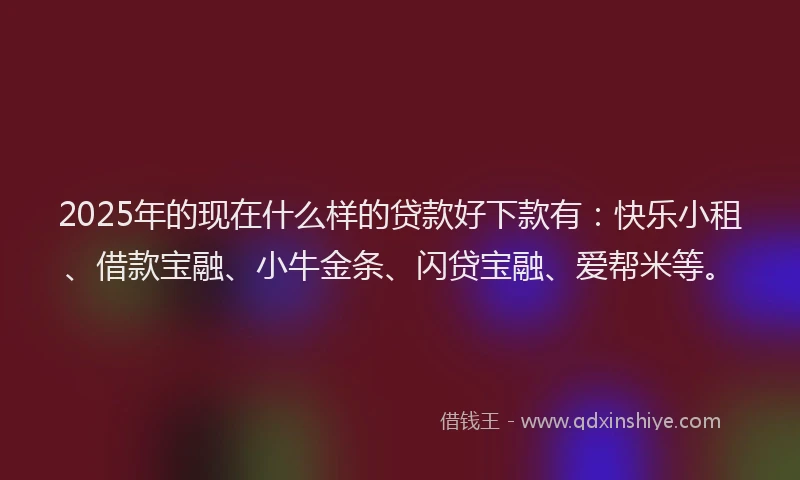 2025年的现在什么样的贷款好下款有：快乐小租、借款宝融、小牛金条、闪贷宝融、爱帮米等。