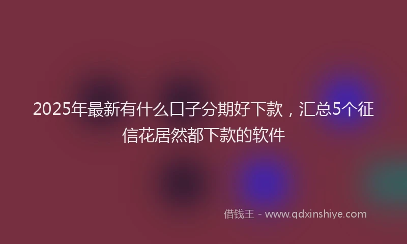 2025年最新有什么口子分期好下款，汇总5个征信花居然都下款的软件