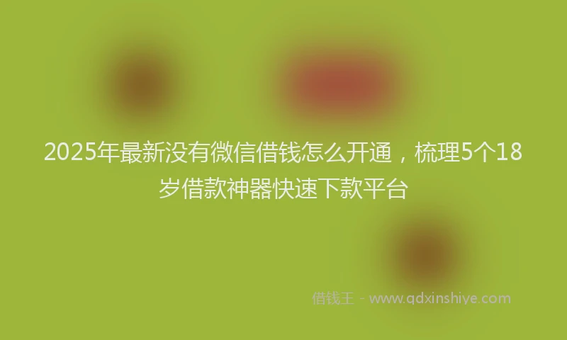 2025年最新没有微信借钱怎么开通，梳理5个18岁借款神器快速下款平台