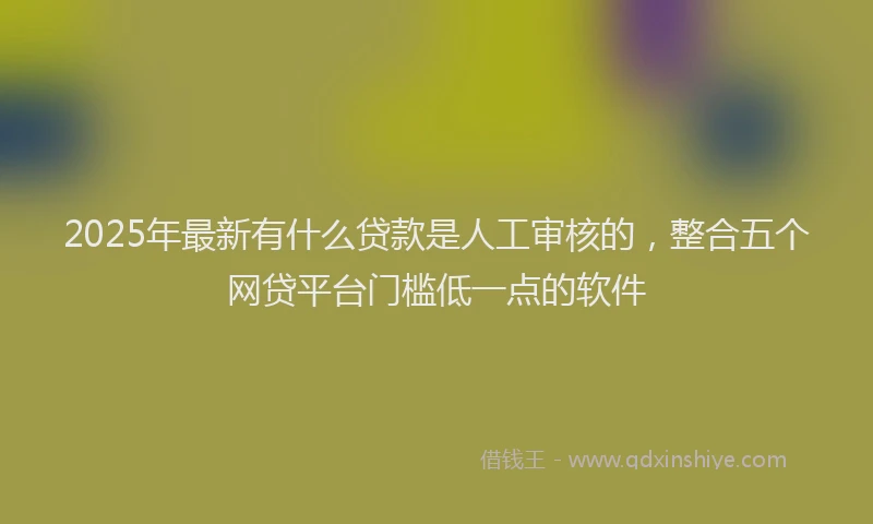 2025年最新有什么贷款是人工审核的，整合五个网贷平台门槛低一点的软件