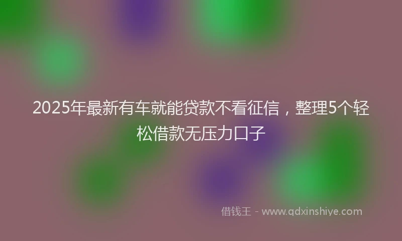 2025年最新有车就能贷款不看征信，整理5个轻松借款无压力口子