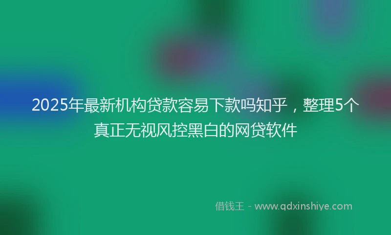 2025年最新机构贷款容易下款吗知乎，整理5个真正无视风控黑白的网贷软件