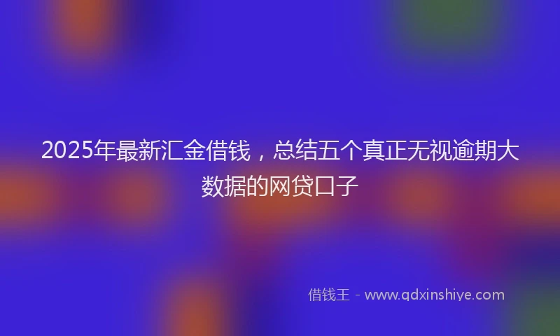 2025年最新汇金借钱，总结五个真正无视逾期大数据的网贷口子