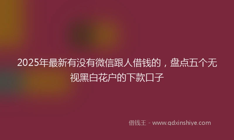 2025年最新有没有微信跟人借钱的，盘点五个无视黑白花户的下款口子