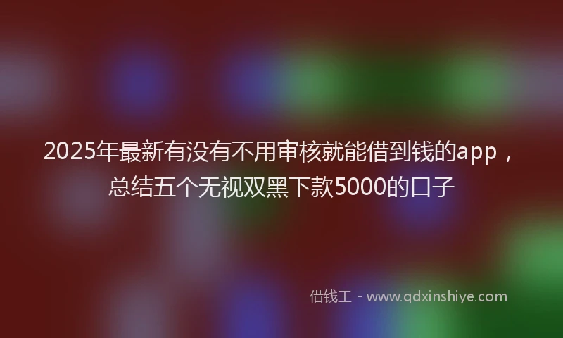 2025年最新有没有不用审核就能借到钱的app，总结五个无视双黑下款5000的口子