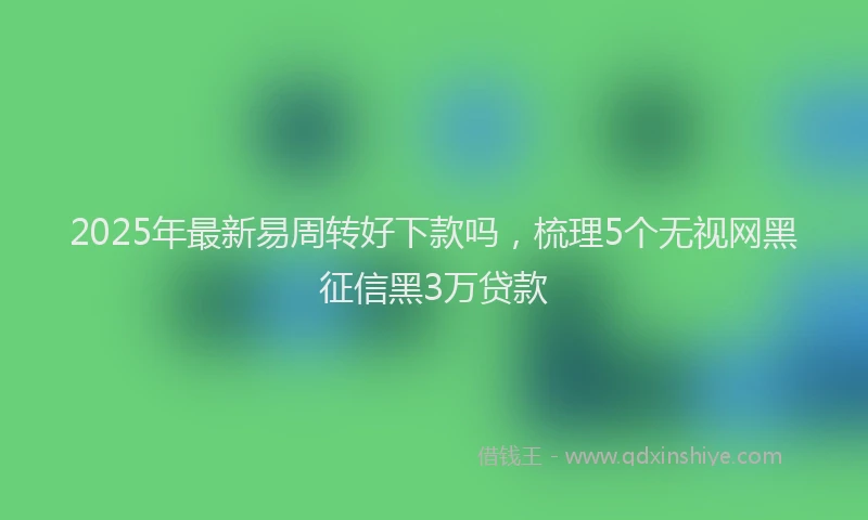 2025年最新易周转好下款吗，梳理5个无视网黑征信黑3万贷款