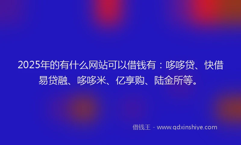 2025年的有什么网站可以借钱有：哆哆贷、快借易贷融、哆哆米、亿享购、陆金所等。