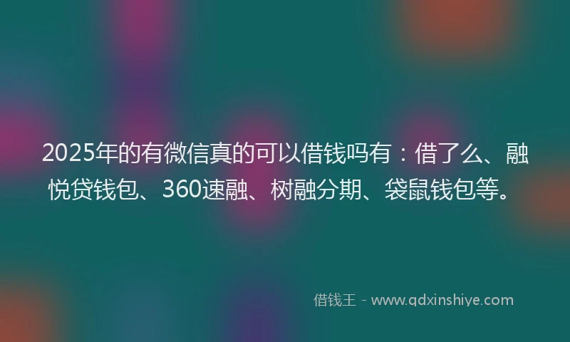 2025年的有微信真的可以借钱吗有：借了么、融悦贷钱包、360速融、树融分期、袋鼠钱包等。