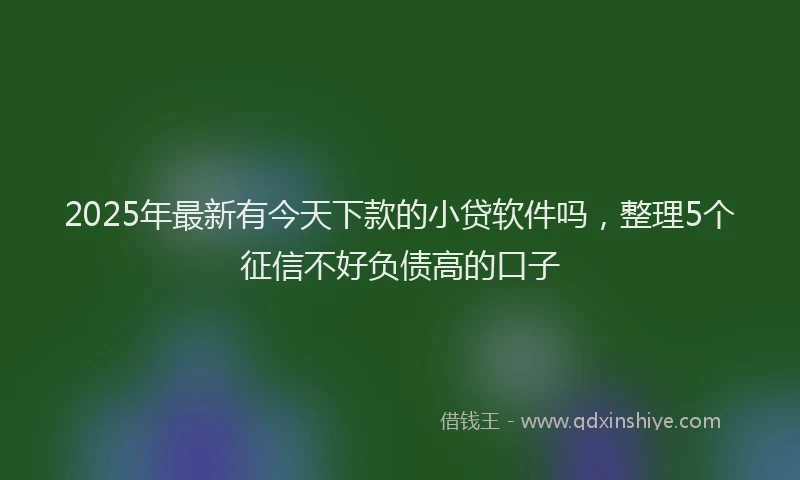 2025年最新有今天下款的小贷软件吗，整理5个征信不好负债高的口子