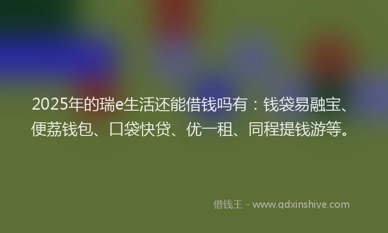 2025年的瑞e生活还能借钱吗有：钱袋易融宝、便荔钱包、口袋快贷、优一租、同程提钱游等。