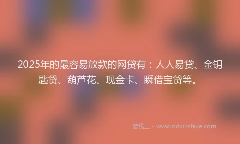 2025年的最容易放款的网贷有：人人易贷、金钥匙贷、葫芦花、现金卡、瞬借宝贷等。