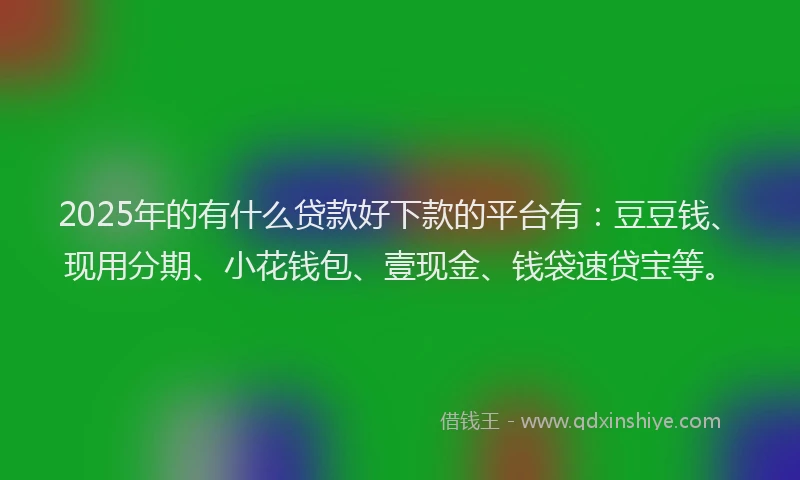 2025年的有什么贷款好下款的平台有：豆豆钱、现用分期、小花钱包、壹现金、钱袋速贷宝等。
