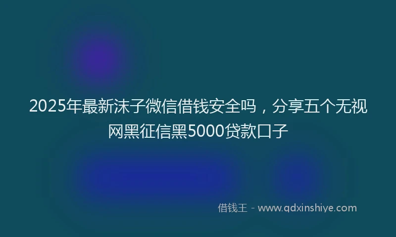 2025年最新沫子微信借钱安全吗，分享五个无视网黑征信黑5000贷款口子