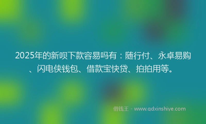 2025年的新呗下款容易吗有：随行付、永卓易购、闪电侠钱包、借款宝快贷、拍拍用等。