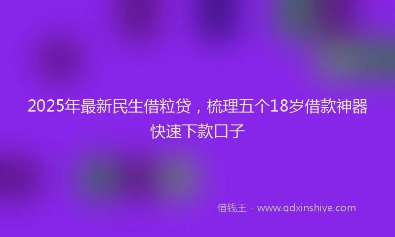 2025年最新民生借粒贷，梳理五个18岁借款神器快速下款口子