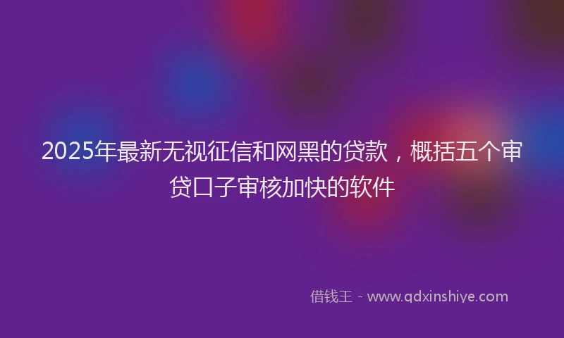 2025年最新无视征信和网黑的贷款，概括五个审贷口子审核加快的软件