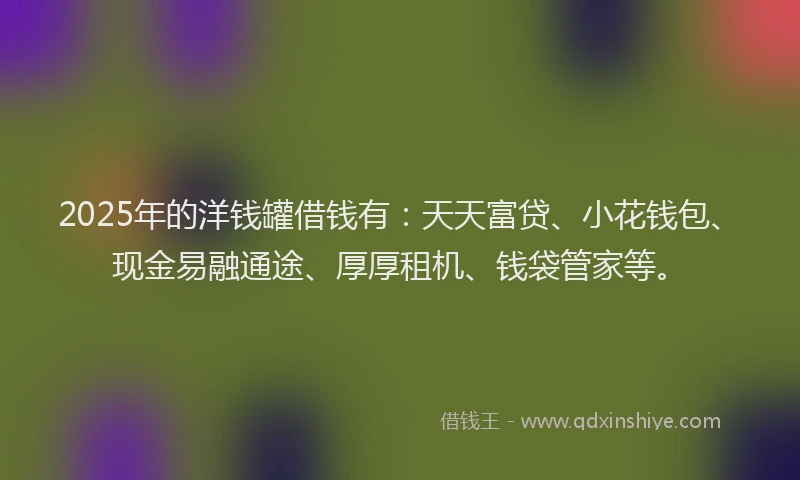2025年的洋钱罐借钱有：天天富贷、小花钱包、现金易融通途、厚厚租机、钱袋管家等。