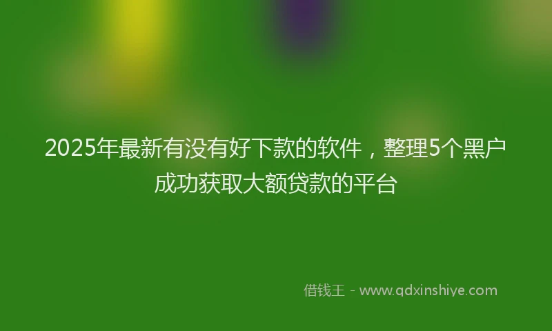 2025年最新有没有好下款的软件，整理5个黑户成功获取大额贷款的平台