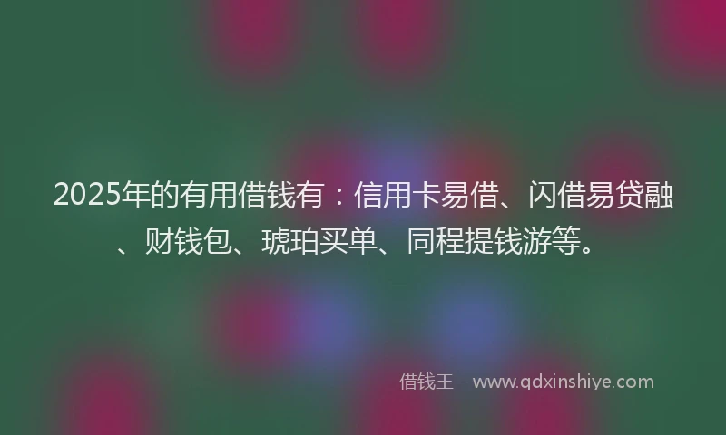 2025年的有用借钱有：信用卡易借、闪借易贷融、财钱包、琥珀买单、同程提钱游等。