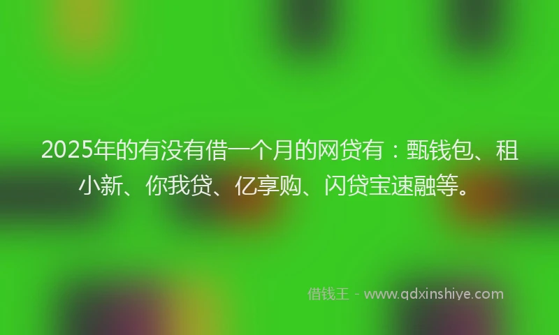 2025年的有没有借一个月的网贷有：甄钱包、租小新、你我贷、亿享购、闪贷宝速融等。