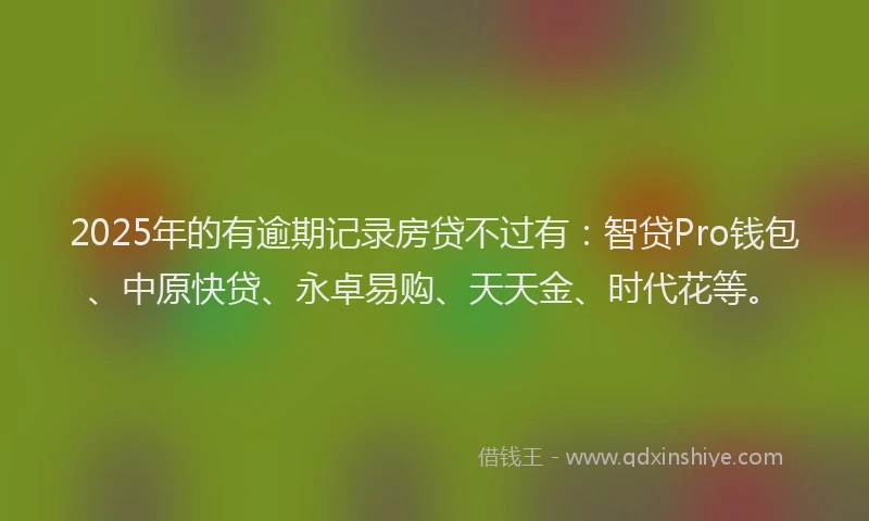 2025年的有逾期记录房贷不过有：智贷Pro钱包、中原快贷、永卓易购、天天金、时代花等。