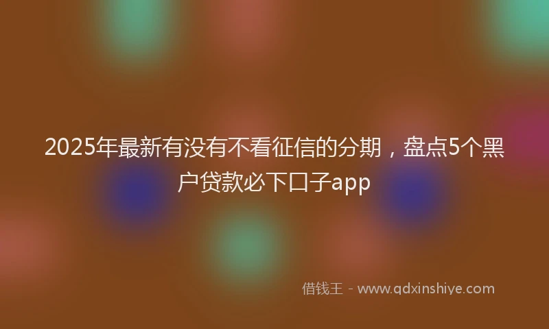 2025年最新有没有不看征信的分期，盘点5个黑户贷款必下口子app