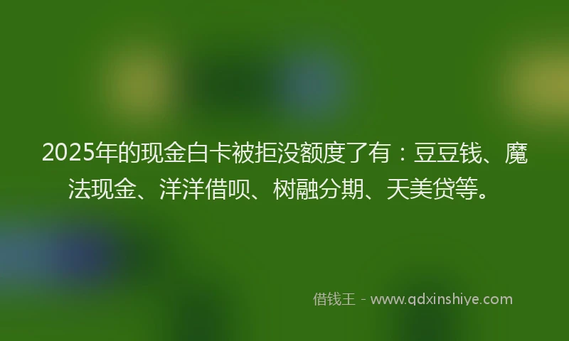 2025年的现金白卡被拒没额度了有：豆豆钱、魔法现金、洋洋借呗、树融分期、天美贷等。