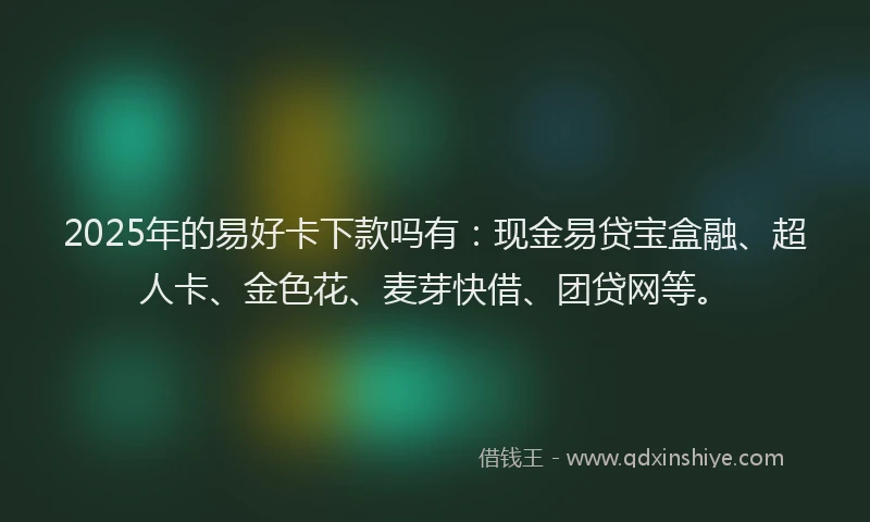 2025年的易好卡下款吗有：现金易贷宝盒融、超人卡、金色花、麦芽快借、团贷网等。