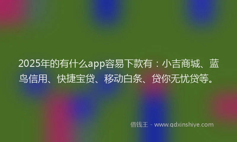 2025年的有什么app容易下款有：小吉商城、蓝鸟信用、快捷宝贷、移动白条、贷你无忧贷等。