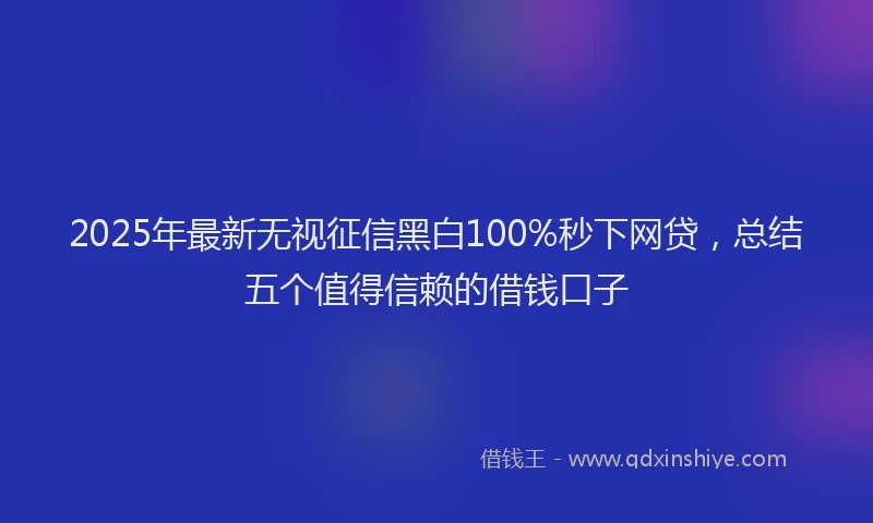 2025年最新无视征信黑白100%秒下网贷，总结五个值得信赖的借钱口子