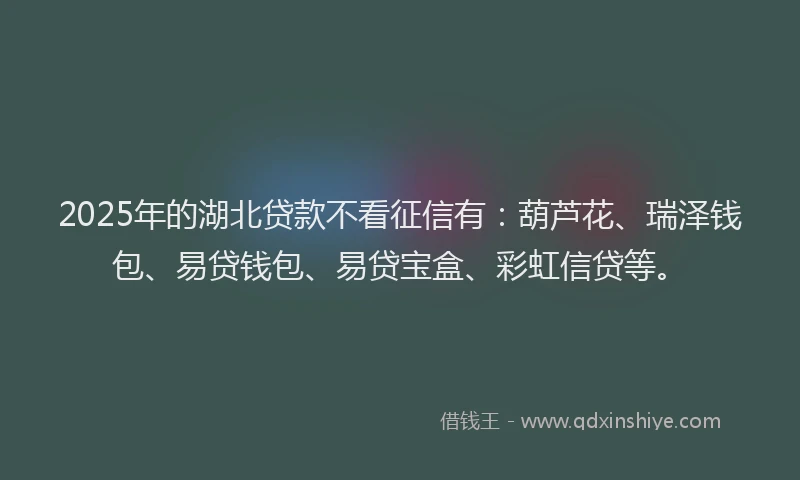 2025年的湖北贷款不看征信有：葫芦花、瑞泽钱包、易贷钱包、易贷宝盒、彩虹信贷等。