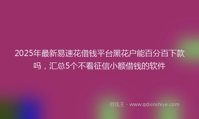 2025年最新易速花借钱平台黑花户能百分百下款吗，汇总5个不看征信小额借钱的软件