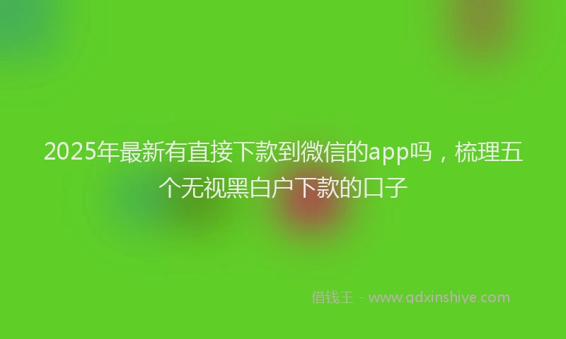 2025年最新有直接下款到微信的app吗，梳理五个无视黑白户下款的口子