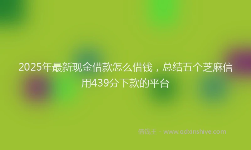 2025年最新现金借款怎么借钱，总结五个芝麻信用439分下款的平台