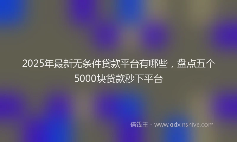 2025年最新无条件贷款平台有哪些，盘点五个5000块贷款秒下平台