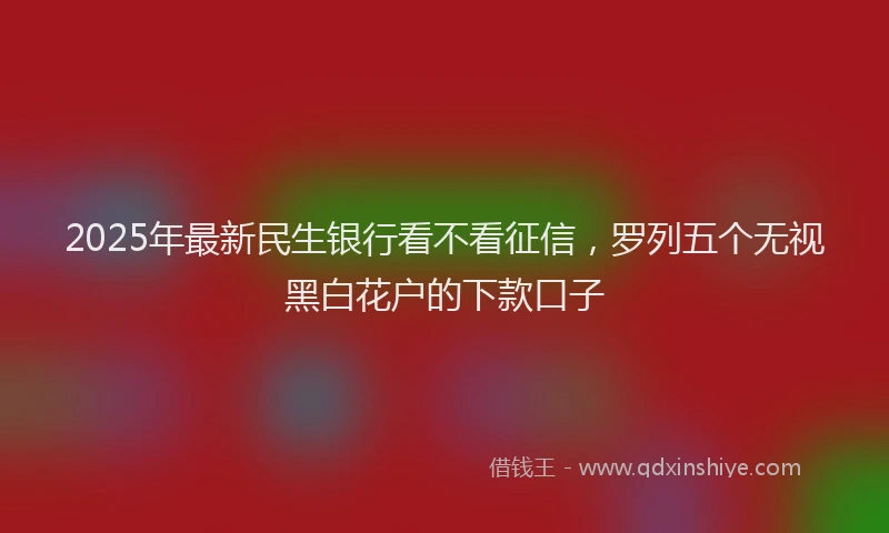 2025年最新民生银行看不看征信，罗列五个无视黑白花户的下款口子