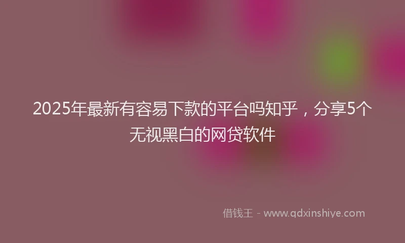 2025年最新有容易下款的平台吗知乎，分享5个无视黑白的网贷软件