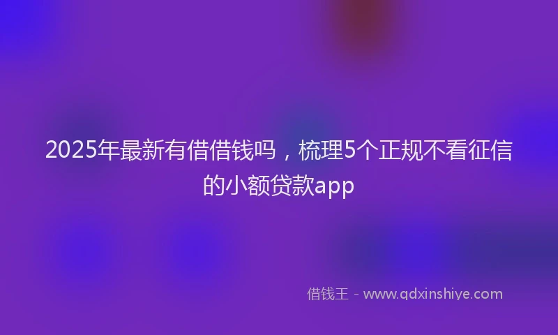 2025年最新有借借钱吗，梳理5个正规不看征信的小额贷款app