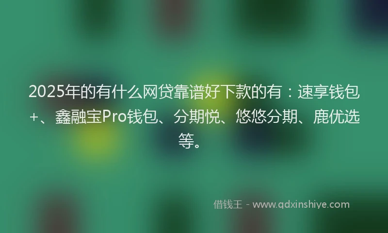 2025年的有什么网贷靠谱好下款的有：速享钱包+、鑫融宝Pro钱包、分期悦、悠悠分期、鹿优选等。