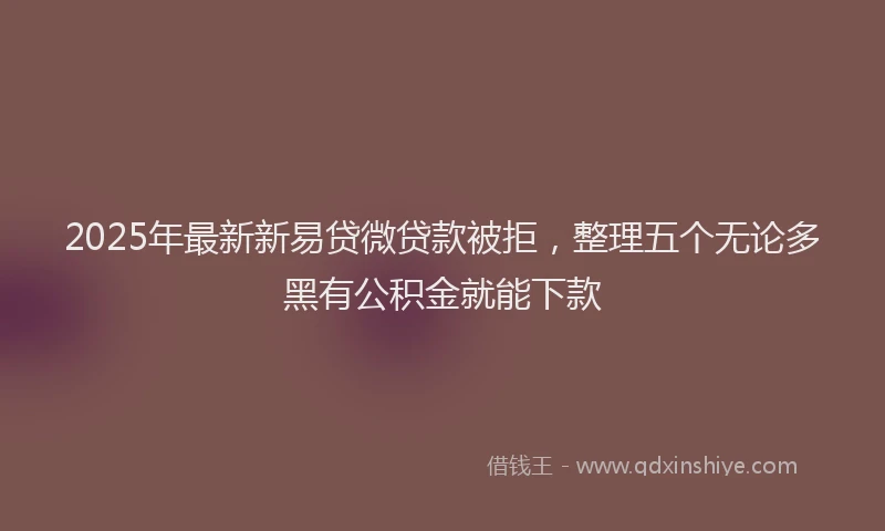2025年最新新易贷微贷款被拒，整理五个无论多黑有公积金就能下款