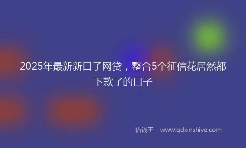 2025年最新新口子网贷，整合5个征信花居然都下款了的口子