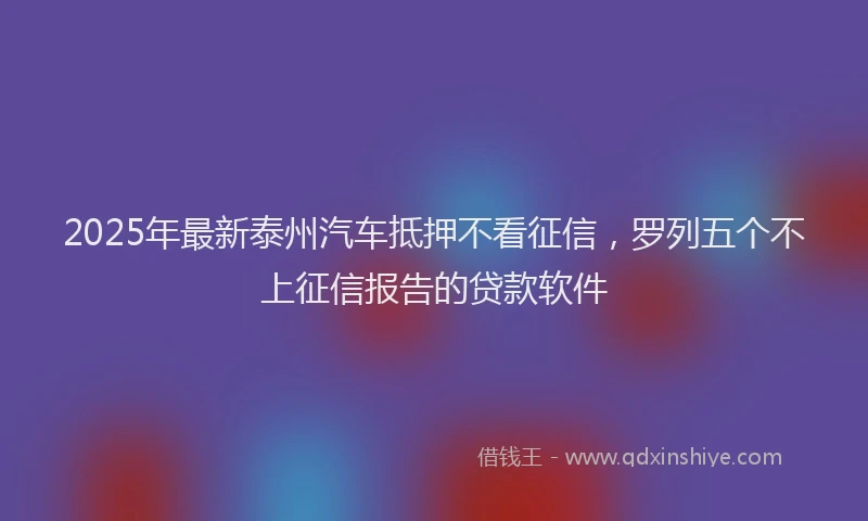 2025年最新泰州汽车抵押不看征信，罗列五个不上征信报告的贷款软件