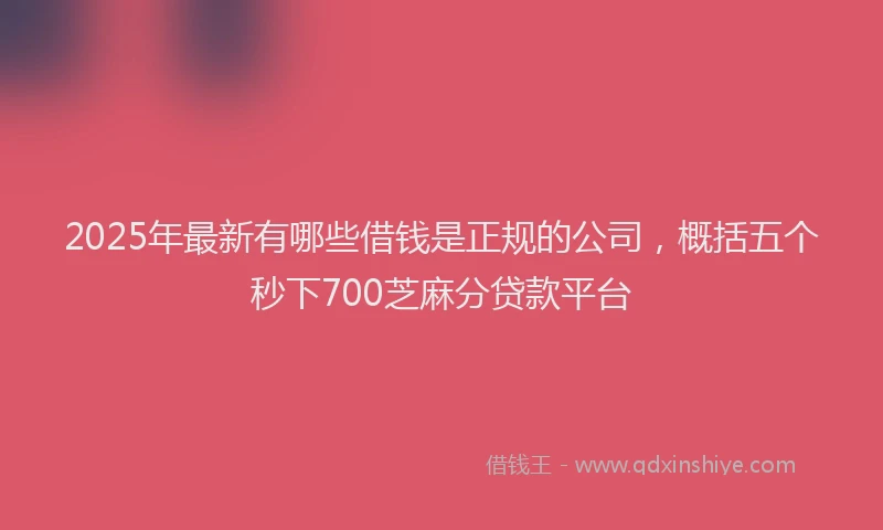 2025年最新有哪些借钱是正规的公司，概括五个秒下700芝麻分贷款平台