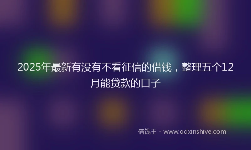 2025年最新有没有不看征信的借钱，整理五个12月能贷款的口子