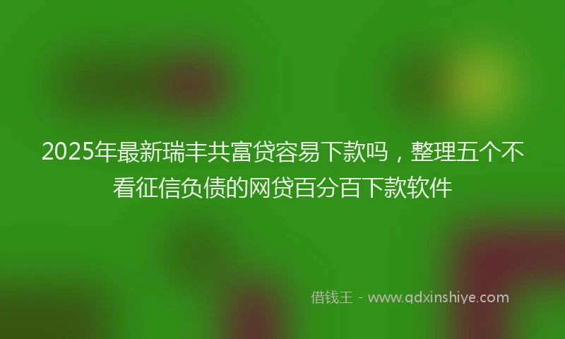 2025年最新瑞丰共富贷容易下款吗，整理五个不看征信负债的网贷百分百下款软件