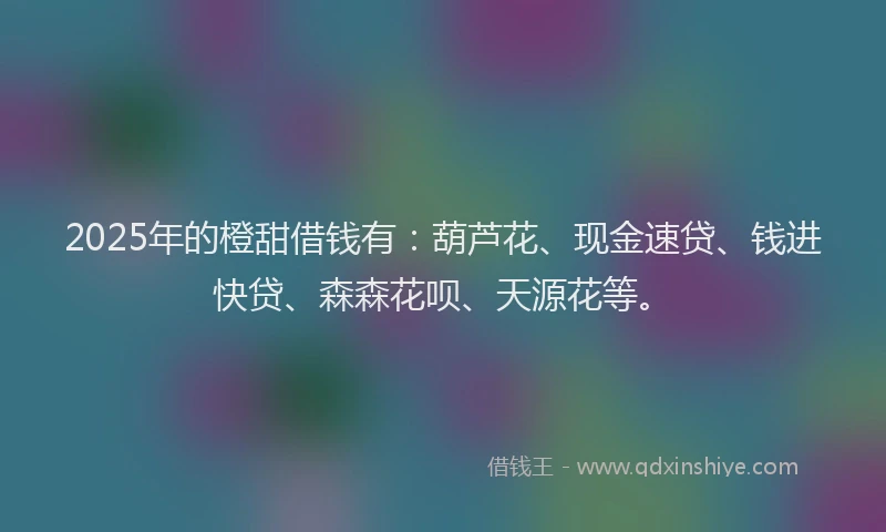 2025年的橙甜借钱有：葫芦花、现金速贷、钱进快贷、森森花呗、天源花等。