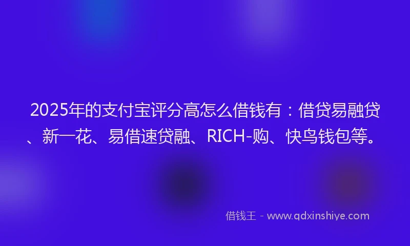 2025年的支付宝评分高怎么借钱有：借贷易融贷、新一花、易借速贷融、RICH-购、快鸟钱包等。